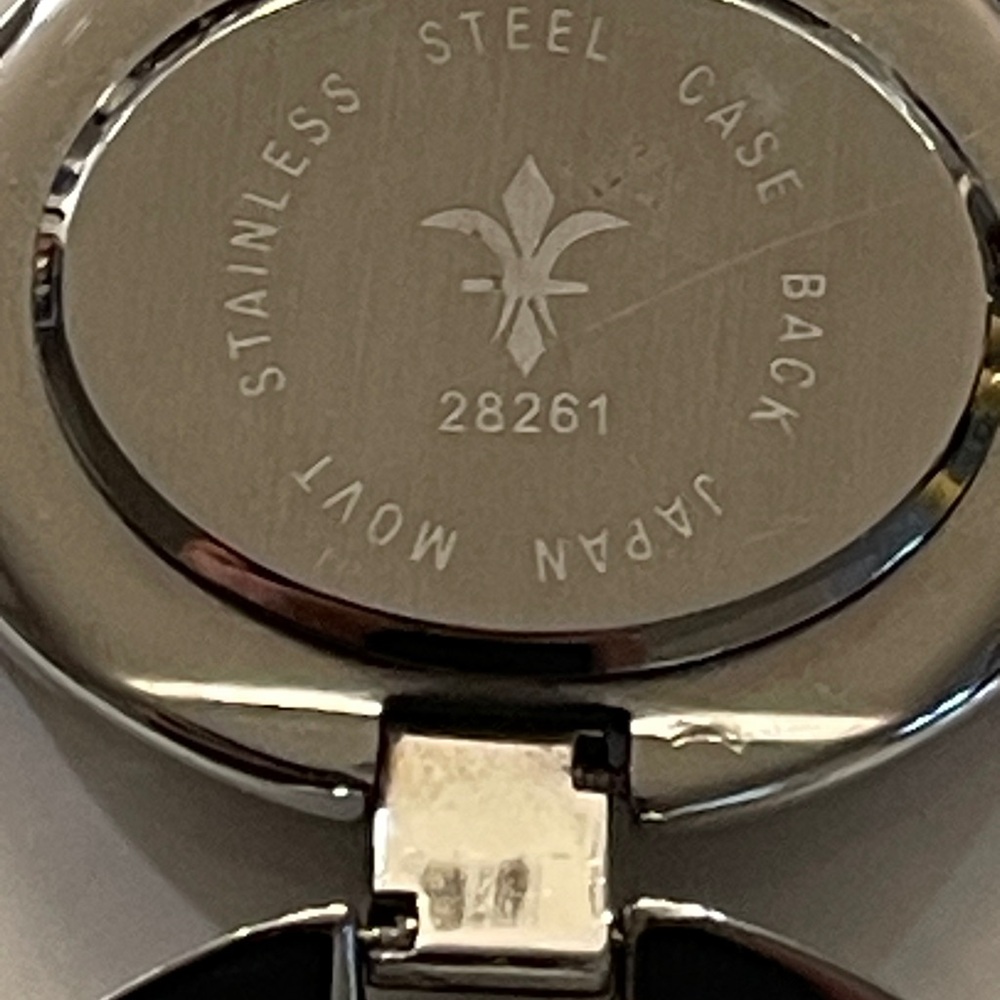 Vintage Fleur-de-lis Japan Movt 28261 Stainless Oval Link Watch - Picture 4 of 5
